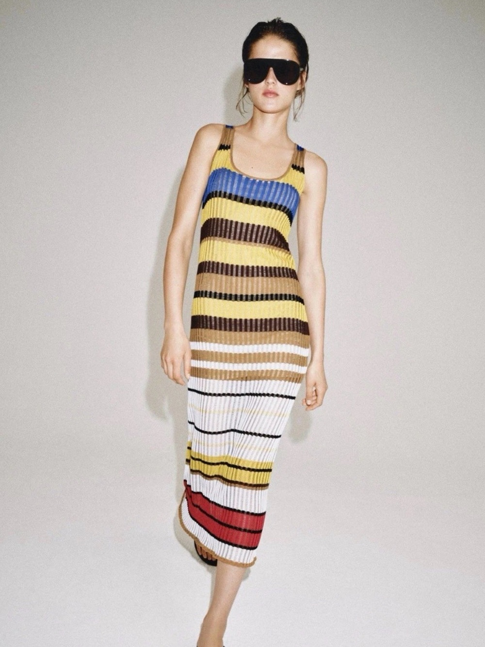 NWT Zara Woman Bloggers Fav STRIPED LONG KNIT DRESS Size S Small